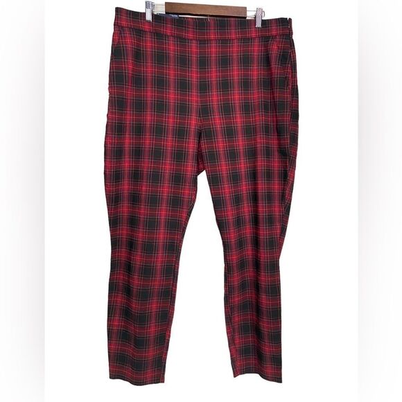 NWT GAP Red Plaid High Rise Skinny Ankle Pants 20 Punk Academia Grunge Y2K - Picture 1 of 10